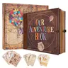 Our Adventure Book 3D Embossed Cover Retro Scrapbook Photo Album (8.9x7.7in, 146 Pages) - Home Decor Kit with Scrapbook Materials, Sticker Album, BF Birthday Gifts for Boyfriends, Unique Cool Gifts for Best Friends