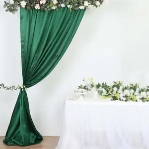 Hunter Emerald Green Satin Backdrop Drape Curtain, Photo Booth Event Divider Panel - 8ftx10ft