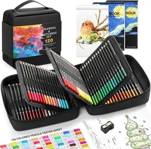 120 Pack Colored Pencils for Coloring Books, Soft Core Oil Based Color Pencils with Sketch Book, Color Book, Art Supplies with Zipper Case, Gifts for Kids, Adults, Artists, Professionals, Valentinesdaygift