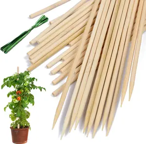Wood Plant Stakes, Wooden Supports for Plants, Flowers, and Pots, Wood Garden Sticks, 18 Inch, Pack of 25