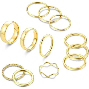 Cassieca Stainless Steel Stacking Rings for Women Finger Rings Plain Band Rings Simple Thin Knuckle Stacking Thumb Rings Daily