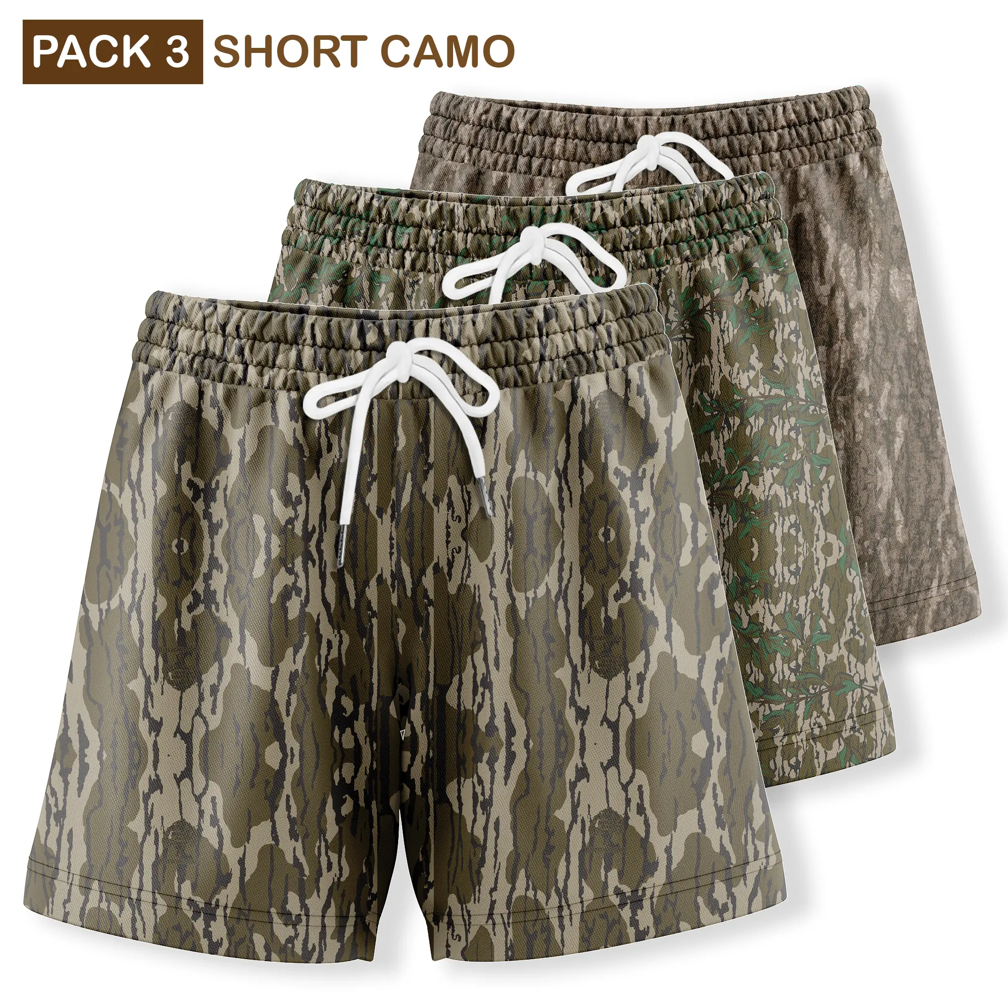 Pack 3 Camo Shorts With 5 Inch Inseam, Perfect for Men & Women At the Gym, Basketball Camo Mesh Short, Gift for him, Gift For Her, Gym Gift
