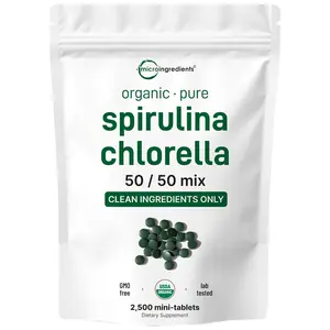 Micro Ingredients Organic Spirulina Chlorella 2,000mg Per Serving, 2,500 Mini Tablets