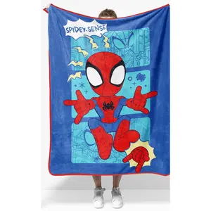 Jay Franco Marvel Spidey and Friends Comic Spidey  Plush Throw Blanket Spider Sense