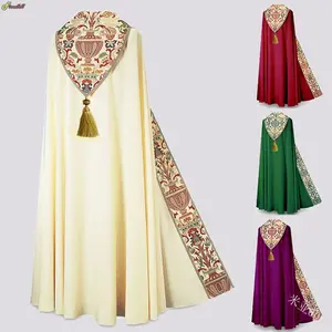 Digital Print Medieval Retro Church Shawl Cloak For Man Priest Knight Monk Prayer Capes Halloween Carnival Party Cosplay Costume