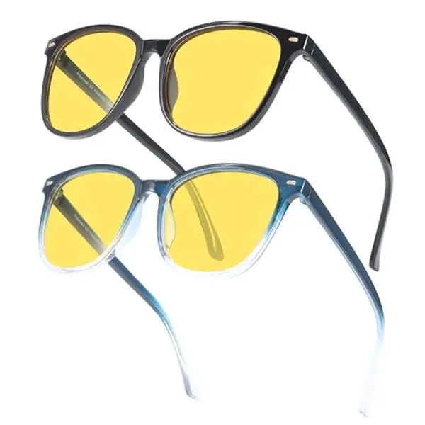 【Night Drivng Glasses】Myiaur Polarized Night Vision Glasses for Women, Anti Glare Driving Vision Glasses with Yellow Lens, UV400 Protection
