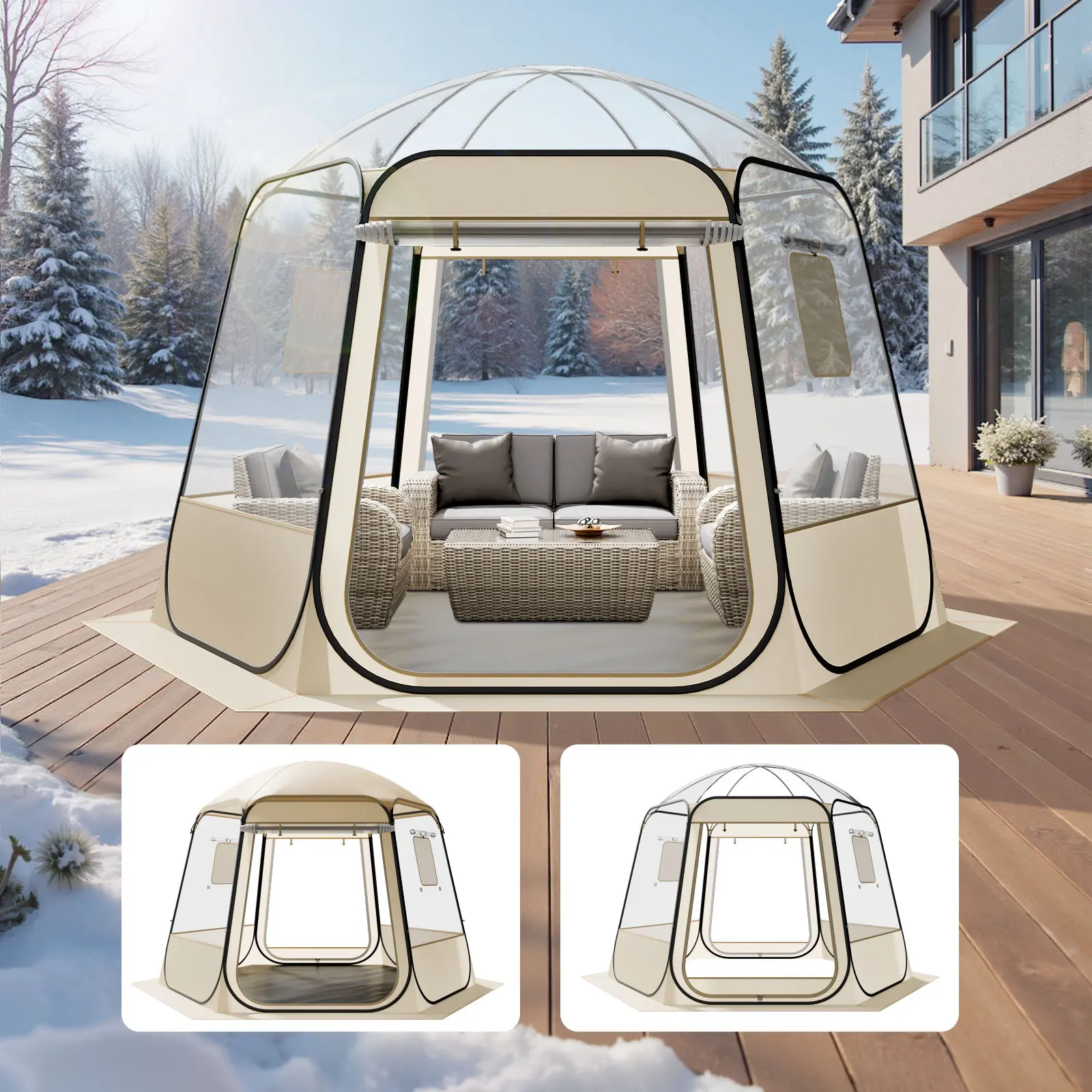 【SummerFinds】VEVOR Pop up Bubble Tent, 10 x 9.2 ft Waterproof & UV-Resistant, Clear Camping Tent Shelter, Outdoor Garden Dome Igloo Tents with Windows, 540° Panoramic View, for 4-8 Persons Patio Backyard