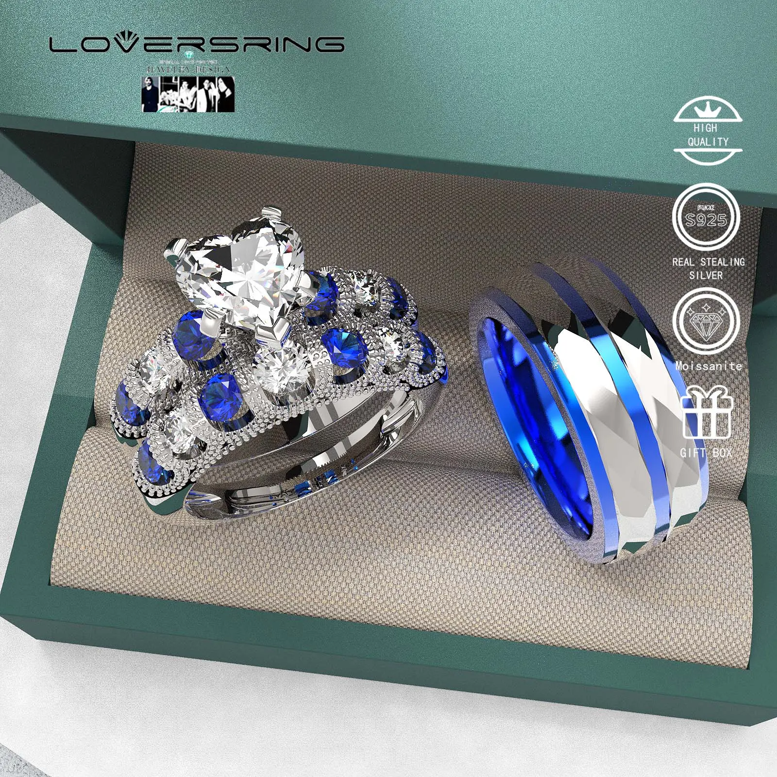 Wedding Ring Sets His And Hers Promise Ring Wedding Ring Sets His And Hers Couples Women 925 Sterling Silver Moissanite Man Titanium Wedding Band, Bridal Set Rings