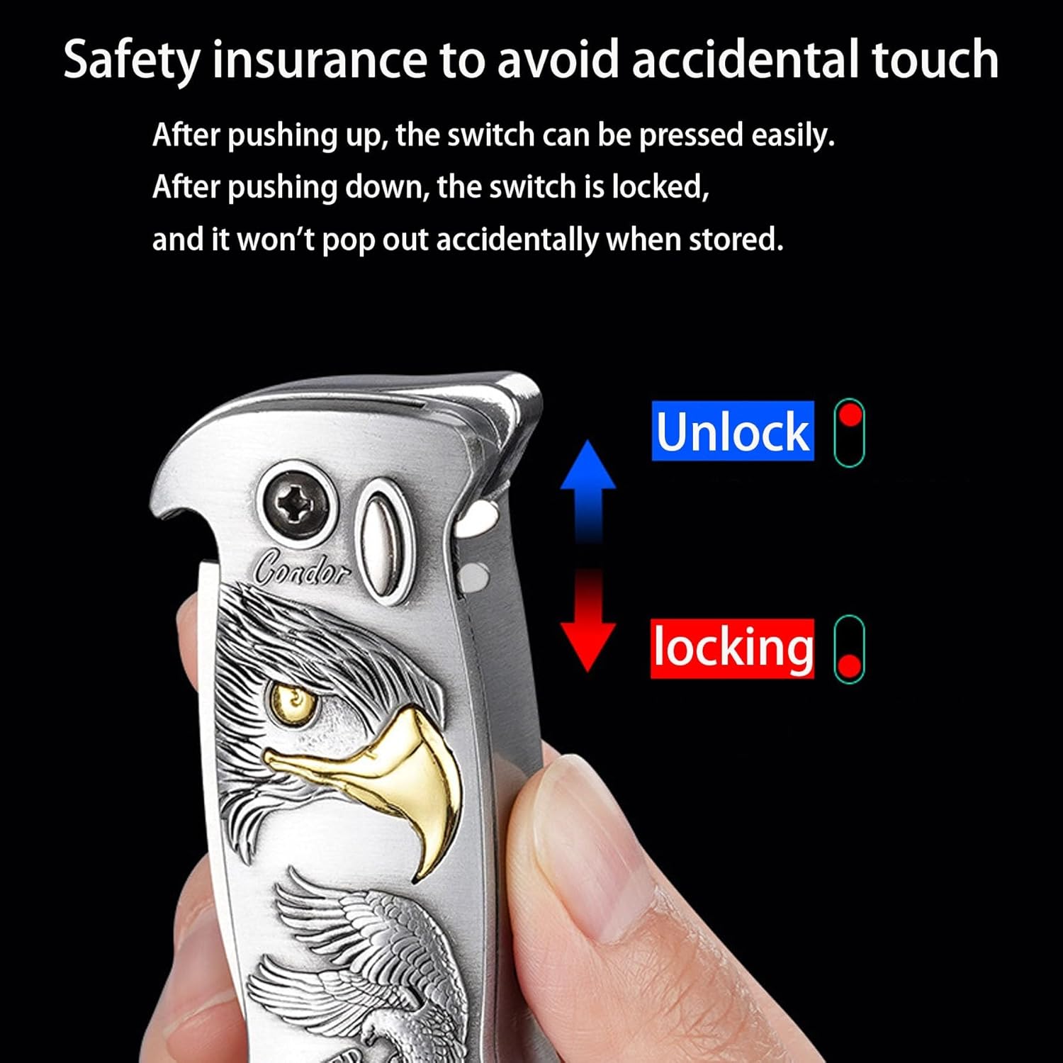 3-in-1 Multifunctional Windproof Lighter with Folding Knife and Bottle Opener Combination set for Kitchen, Outdoor, Emergency Self-Defense(Without Butane Gas)