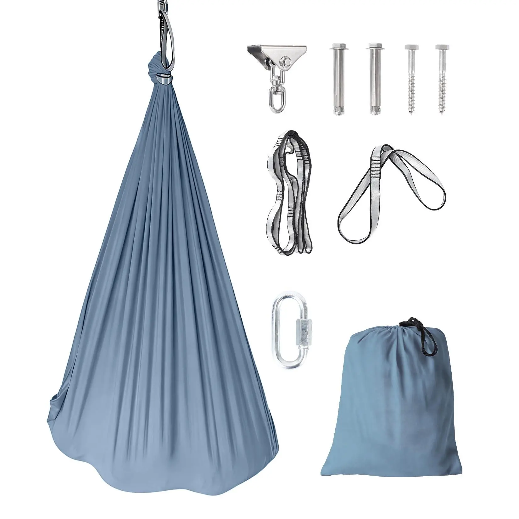 GARVEE Sensory Swing 5FT Dual-Layer Therapy Swing for Autism, ADHD & Sensory Needs, Calming Hug Effect with 360° Swivel, Indoor Outdoor Use, 300 LBS Weight Capacity,Haze Blue