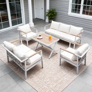 Aluminum Patio Furniture Set,Outdoor Conversation Set with Thick Cushions and Coffee Table,Modern Metal Patio Sofa Set