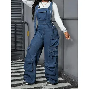 Women's Denim Overalls, Casual Adjustable Strap Denim Overalls for Daily Wear, Ladies Clothes for All Seasons