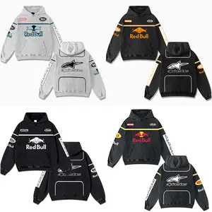 [Collections] Retro Redbull x Astars Racing Washed Hoodie Motor World Champion Enthusiast Apparel Streetwear Helmet Racing Team Super Motorsports Clothing Riders Motocross Off-Road Dirt Bike Fan Gear Cotton For Motor Fan