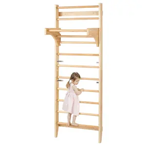 VEVOR Swedish Ladder Wall Gym,  , 10-Level Solid Wood Indoor Jungle Gym, 220lbs Loading Indoor Playground Climbing Ladder for Kid Adults, Gymnastic Stall Bars with Pull-Up Bar - Ideal Gift for Boys Girls