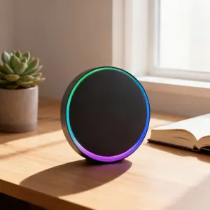 Mini Battery-Powered Wireless Sphere Speaker - Colorful LED Lighting, USB-C Rapid Charging, FM Tuner, Expansive Audio, Universal Device Compatibility (Small Wireless Speaker for On-the-Go Use), Battery-Powered Portable Speakers, Colorful Led Speakers