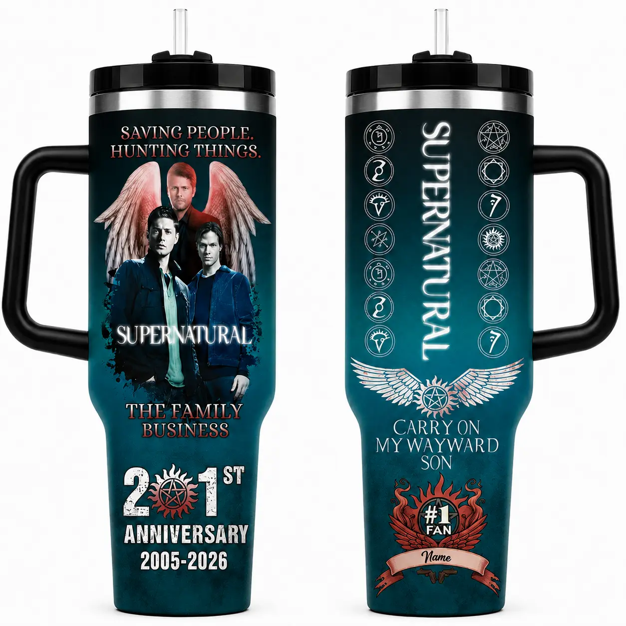 Supernatural Inspired Tumbler, Winchester Brothers 21st Anniversary Tumbler, Hunting Things Stainless Steel Travel Cup, Gothic Family Gift, 30oz 40oz