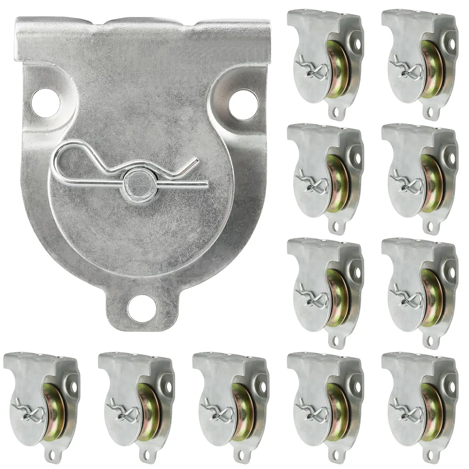 12 count Wall Mount Pulley, 1-1/2" Ceiling Mount Pulley Fit 3/8" Wire Rope, Zinc Plated Removable Small Pulleys with Load 420 Lbs for Lifting.