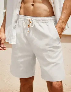 COOFANDY B Men's Linen Casual Elastic Waist Drawstring Summer Beach Shorts Fabric Menswear Pants Soft Breathable Classic Denim Hawaiian Denim Hawaiian jortsmen Pockets Simple Shirt Stretchy T-Shirt Leisure