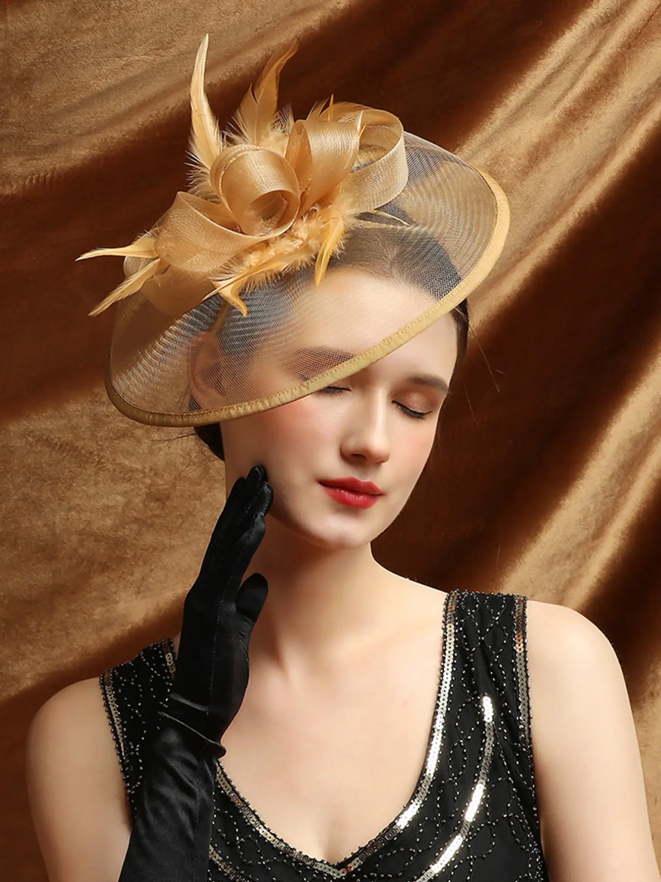 Fascinators Hat Feather Headband Fashion Headband Women's Fascinators Tea Party Headwear with Clip Derby Hat for Girls and Women Party Chic Headbands