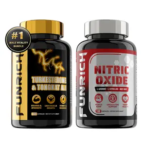 FUNRICH Male Vitality Bundle for Strength, Stamina, Circulation & Recovery with Turkesterone, Tongkat Ali, L-Arginine & L-Citrulline - 240 Capsules