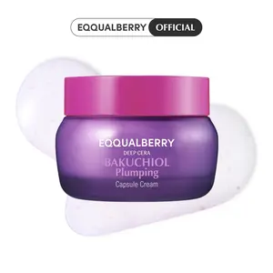 EQQUALBERRY Bakuchiol Plumping Capsule Cream – Retinol Alternative Moisturizer for Firming and Pore Care with 99% Pure Bakuchiol, 5 Types of Collagen & Ceramide Complex, 1.69 fl.oz / 50ml