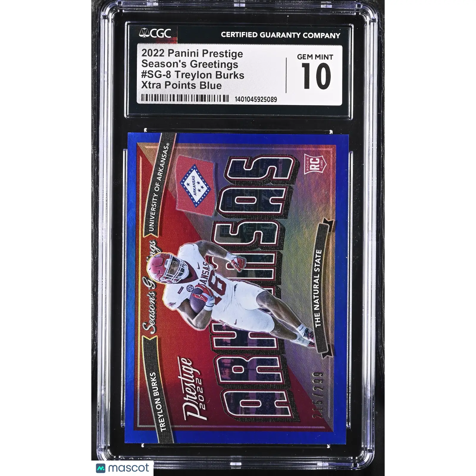 Treylon Burks CGC 2022 Prestige #SG 8 Xtra Points Blue Season's Greetings 10
