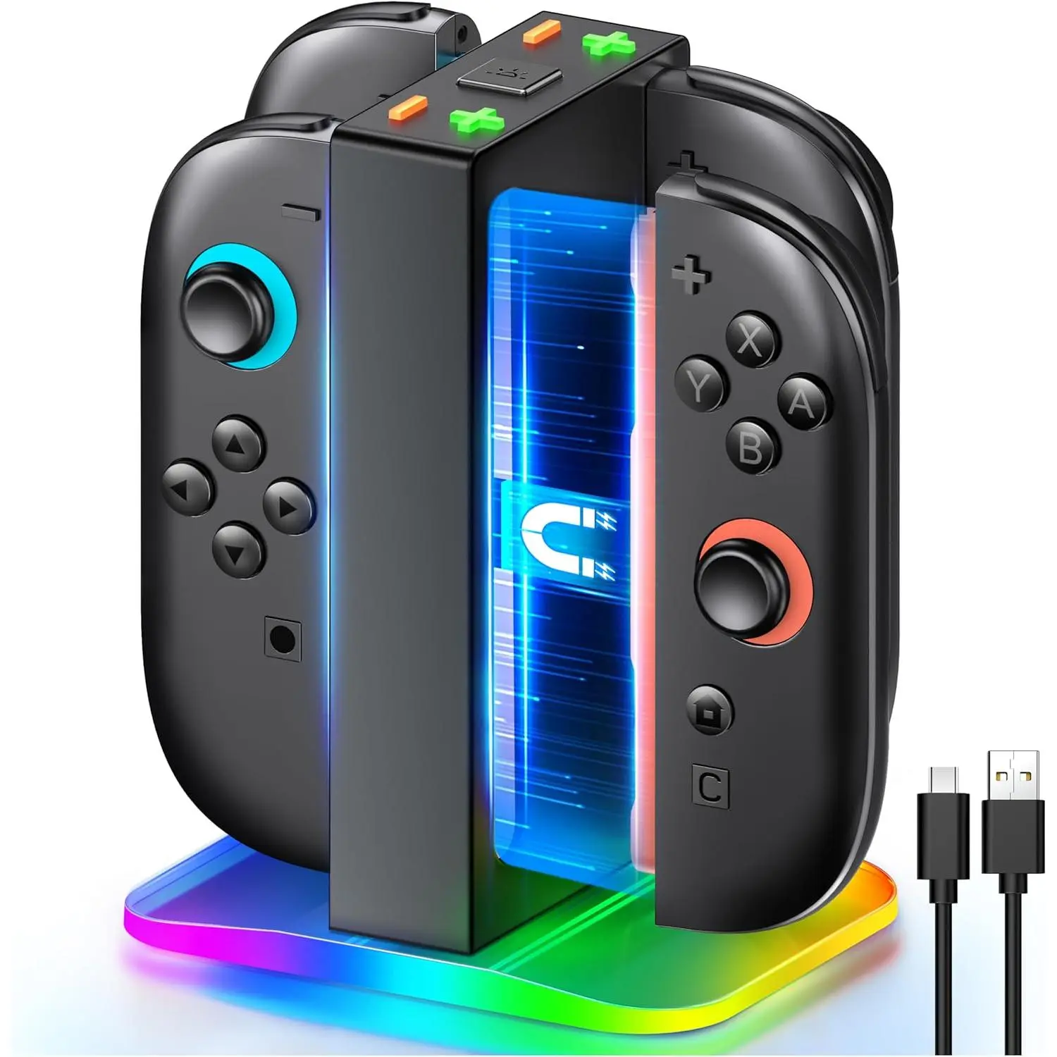 Latest Switch 2 Controller Charger,2025 Switch Controller Charger with Charging Dock Station & LED Indication Support 4 Joy Con Charging Compatible with Nintendo Switch Joy-Con (2nd Gen)