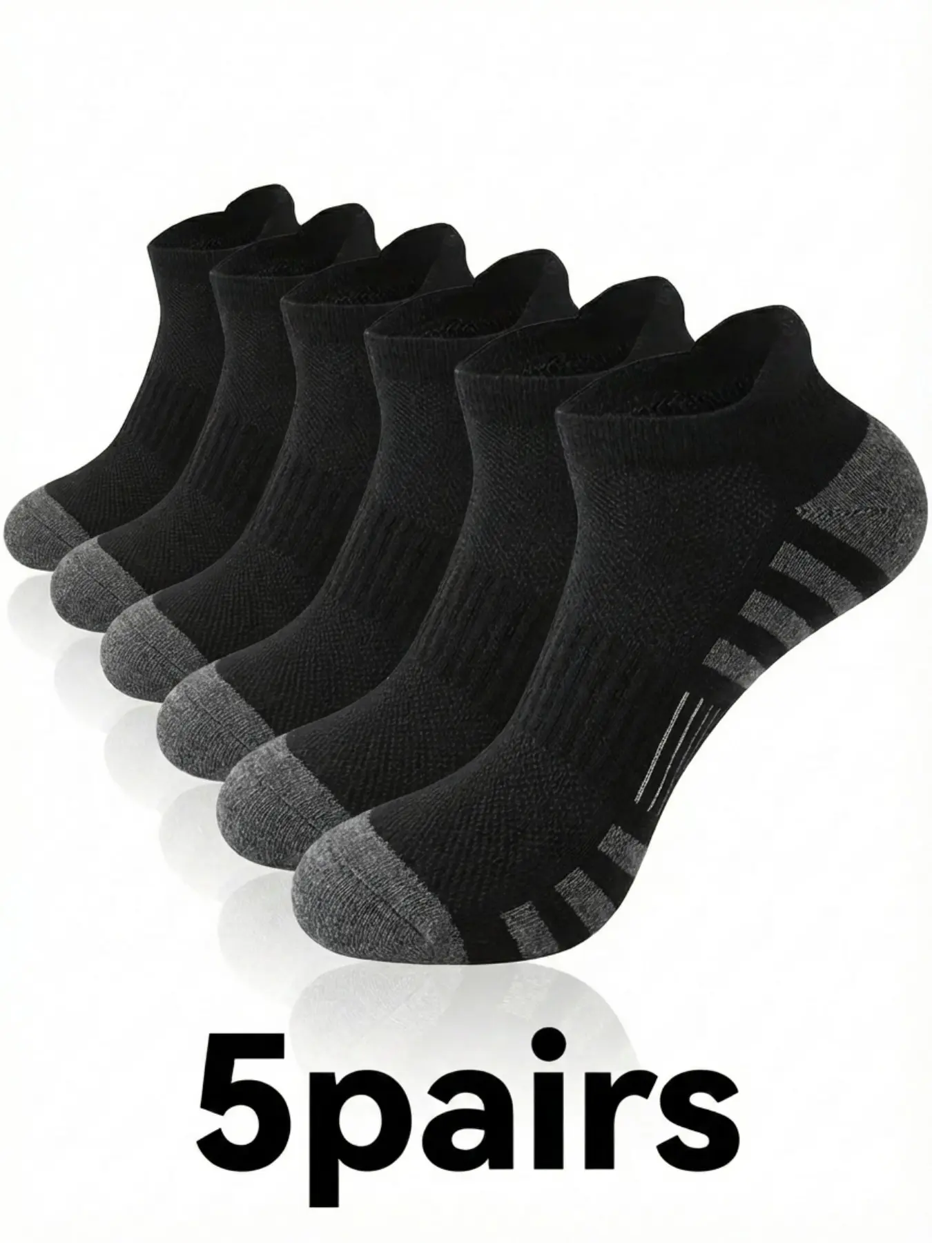 5 Pairs Cushioned Ankle Athletic Socks for Men Women Reinforced Heel Toe Arch Support Breathable Running Sports Socks with Heel Tab