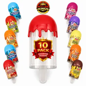 10 Pack Popsicle Style (2"x4.25) Plastic Storage Containers Assorted Designs