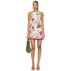 ROCOCO SAND Ruched Bias Mini Dress in Ivory