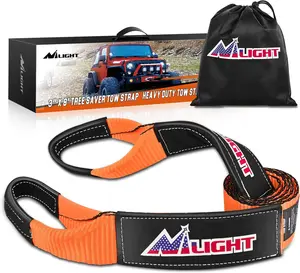 Nilight 3" x 8' Tree Saver Tow Strap Lab Tested 31,500lbs Break Strength Heavy Duty Off road Straps with Triple Reinforced Loop  Towing Rope of Mind for SUV, UTV, ATV, Truck, Off Road Accessories, 3X8 Feet