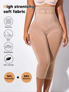 Women's High Waisted Capri Leggings, Tummy Control Soft 76% Polyamide Yoga Pants, Butt Lift Knee Length Workout Tights, Multiple Colors