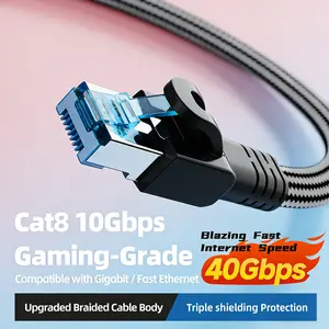 High-Speed Cat8 Ethernet Cable Copper Core, Gigabit Network Line for Gaming & Home Use, Durable Braided Design, Batch Number Cat8-G01