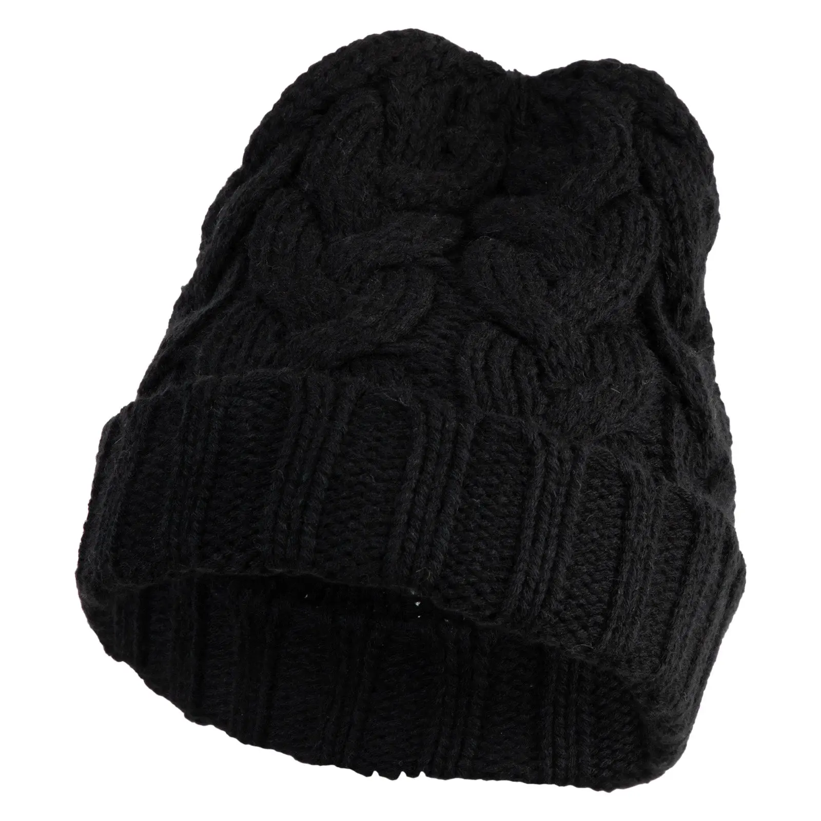 Chunky Cable Knit Cuff Long Beanie