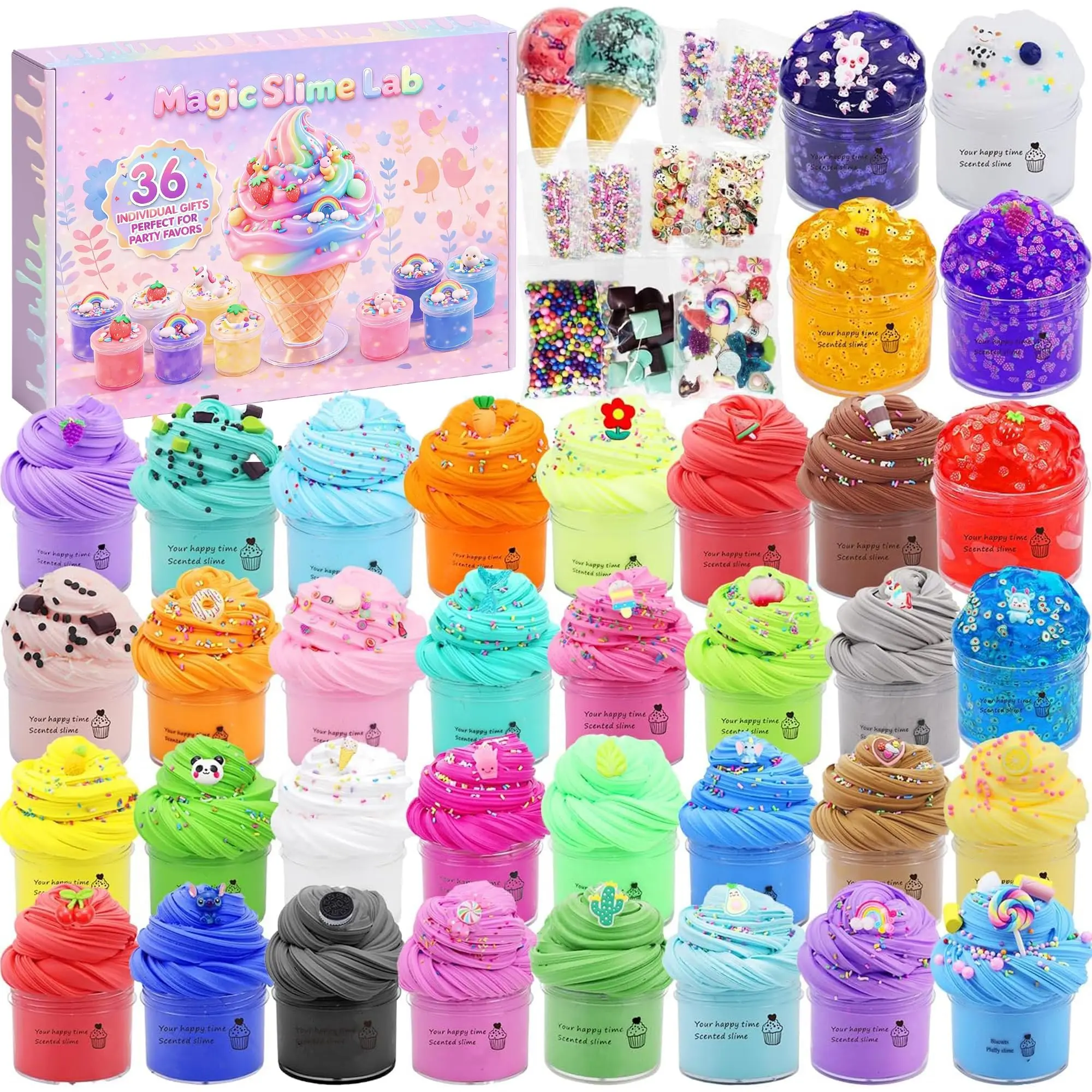 Funewest 36 Pack Butter Slime Kits, Mini Crystal Cloud Slime for Classroom Prizes Party Favors, DIY Crafts Toys for Kids Girls Boys Birthday Gifts Ages 8+