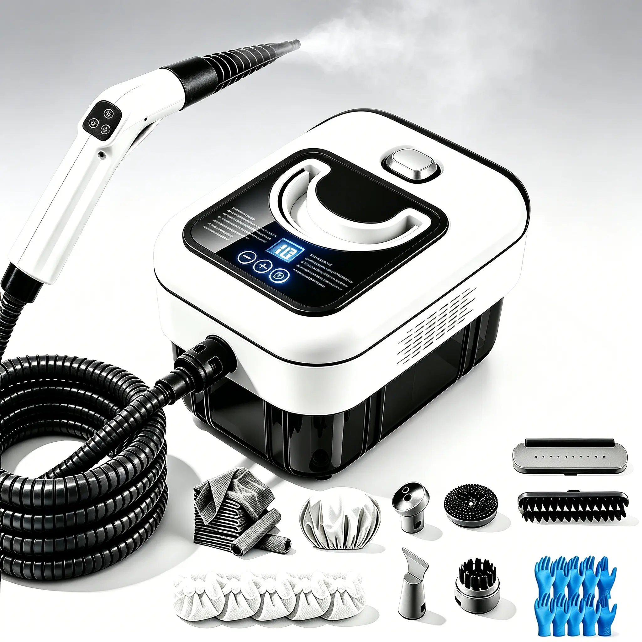 Handheld Steam Cleaner High-Temperature Pressurized Portable Steamer Fast Heat-Up Deep Cleaning Tool with Accessories for Car Detailing Kitchen Grease Bathroom Tile Floor Multi Surface Home Appliance Wash Equipment