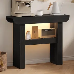 39 Inches Console Table, Entryway Table with Storage Narrow Modern Accent Tables with LED Lighted Foyer Table for Living Room, Entryway, Hallway