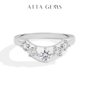 ATTAGEMS Synthetic Moissanite Wedding Band Rings for Women 925 Sterling Silver Rings Eternity Stackable Engagement Ring Anniversary Classic Band Jewelry R272