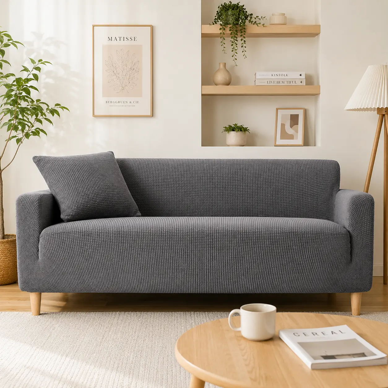 Waterproof elastic sofa cover, washable fabric, suitable for single-person, double-person, triple-person and quadruple-person sofas