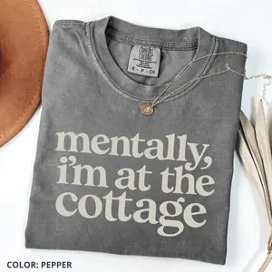 Comfort Colors Mentally I’m at the Cottage T-Shirt, Bookish Romance Boxy Tee, Cozy BookTok Aesthetic Reader Shirt, Romance Book Lover Gift