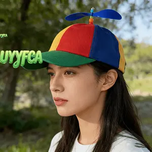 Unisex Multi-Color Propeller Baseball Cap, Adjustable Novelty Sun Hat with Spinning Propeller, Lightweight Breathable Headwear for Travel, Parties and Casual Outdoor