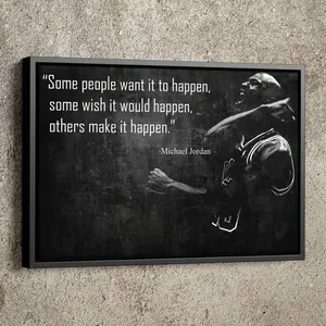 Michael Jordan Quote Poster Black and White 1 Basketball Hand Made Posters Canvas Print Wall Art Man Cave Gift Home Decor