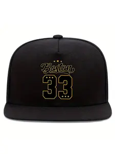 Boston 33 Print Baseball Hat for Men and Women, Street Fashion Adjustable Snapback Cap, Perfect Gift for All Seasons Outdoor Activities