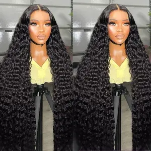 Bling Hair Deep Wave 13x6 13x4 Lace Front Wig Human Hair 180% Density Water Wave HD Transparent Lace Frontal Wig For Women Pre Plucked Hair Wig