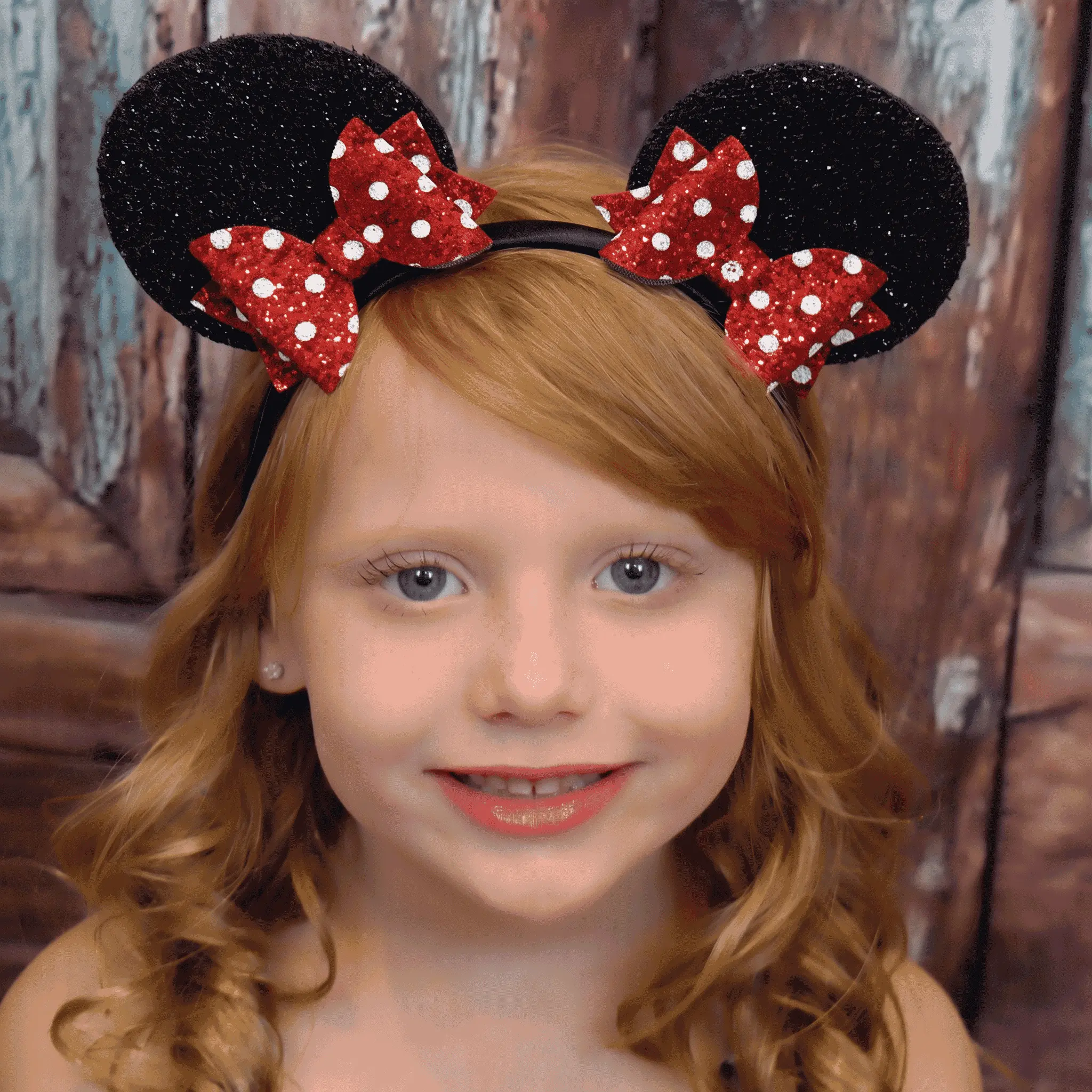 Mouse Ears Headband with Sparkling Foam Ears & Glitter Polka Dot Bows for Imaginative Play and Costume Accessories Headbands Attached Headband Accessory