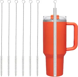 Reusable Straw Cleaner Brush Set, 6Pcs Extra-Long 10mm Wide Brushes for Stanley Tumbler (40/30/20 oz), Sippy Cup and Water Bottle Tubes