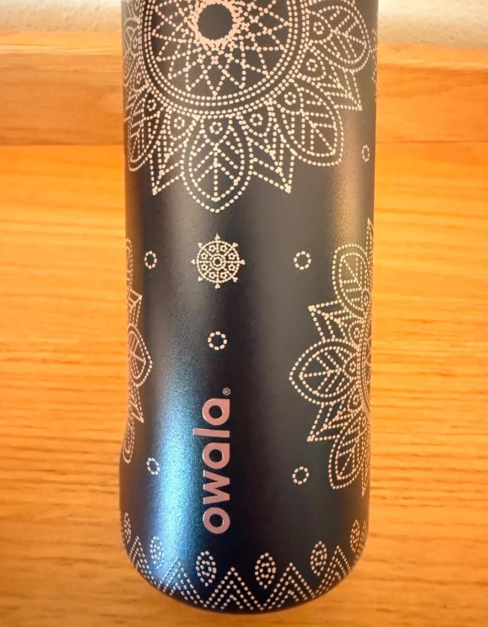 Owala 24oz Insulated Water Bottle, Leak Proof FreeSip Lid, Stainless Steel, BPA Free, Black Mandala Aesthetic, Travel Gym Bottle, Daily Use, Gift for Her, Gift for Him