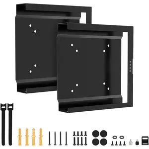 2 Packs Mini PC Mount for HP Wall VESA and Under Desk Mount for HP 260 Desktop Mini, HP ProDesk 400 405 600 Desktop Mini, HP EliteDesk 705 800 805 Desktop Mini PC Mounting Bracket with Screws, Black