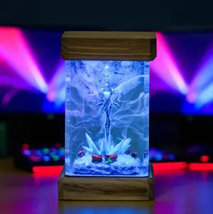 W.o.W Frost.mourne Sword Figurines - Epoxy Resin Diorama Ornament Wooden Base Desk Decor Fantasy Gaming Gift Collectible
