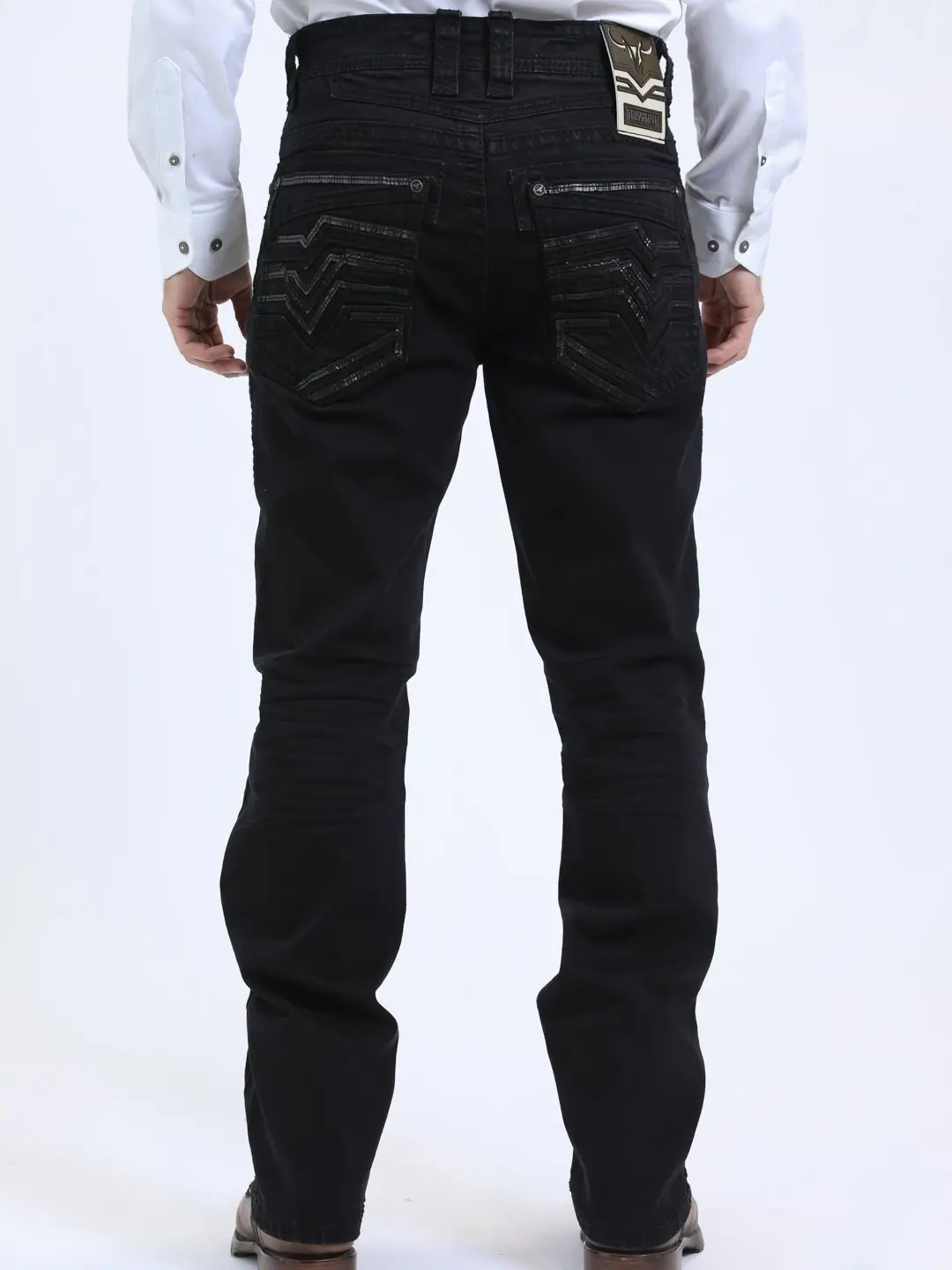 Platini Men's Black Boot Cut Jeans Triple Stitch Signature Pocket PHD10770